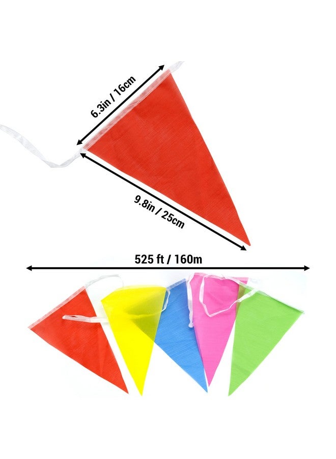 300Pcs 525Ft Multicolor Pennant Flags Banner Nylon Cloth Flag Pennants Colorful Rainbow Pennant Banner Garland For Grand Opening Party Celebrations Festivals Home Classroom Shop Decorations