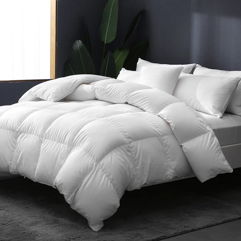 APSMILE Luxury All Season Down Feather Fibers Comforter Full/Queen Size Duvet Insert - 100% Organic Cotton, High Fill Power Medium Warmth, (Ivory White, 90X90) - Image 3
