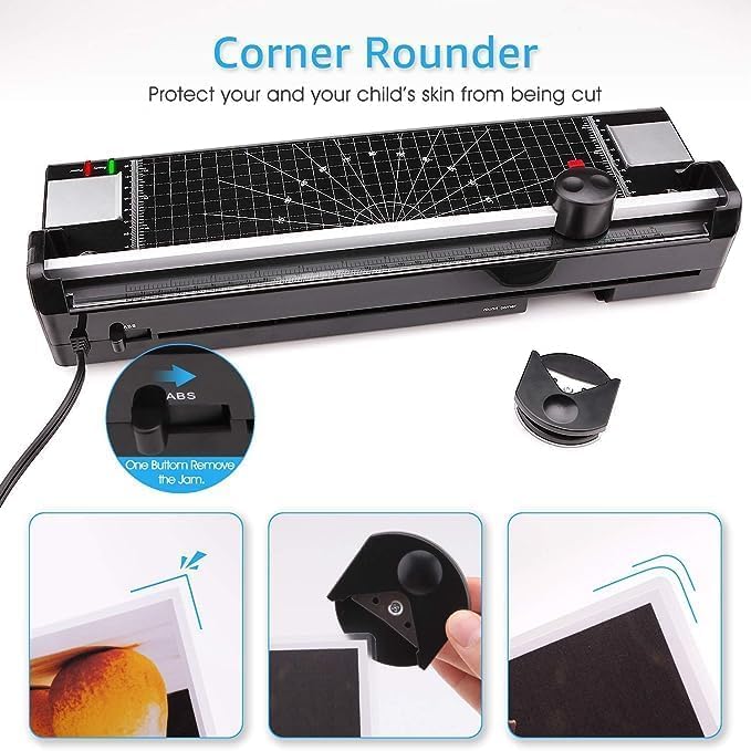 Eficentline Laminator Machine for A3/A4/A6, YE381 13inch Thermal & Cold Laminating Machine for Home Office School Teacher Use with 150 Pouches, Paper Trimmer and Corner Rounder - Image 5