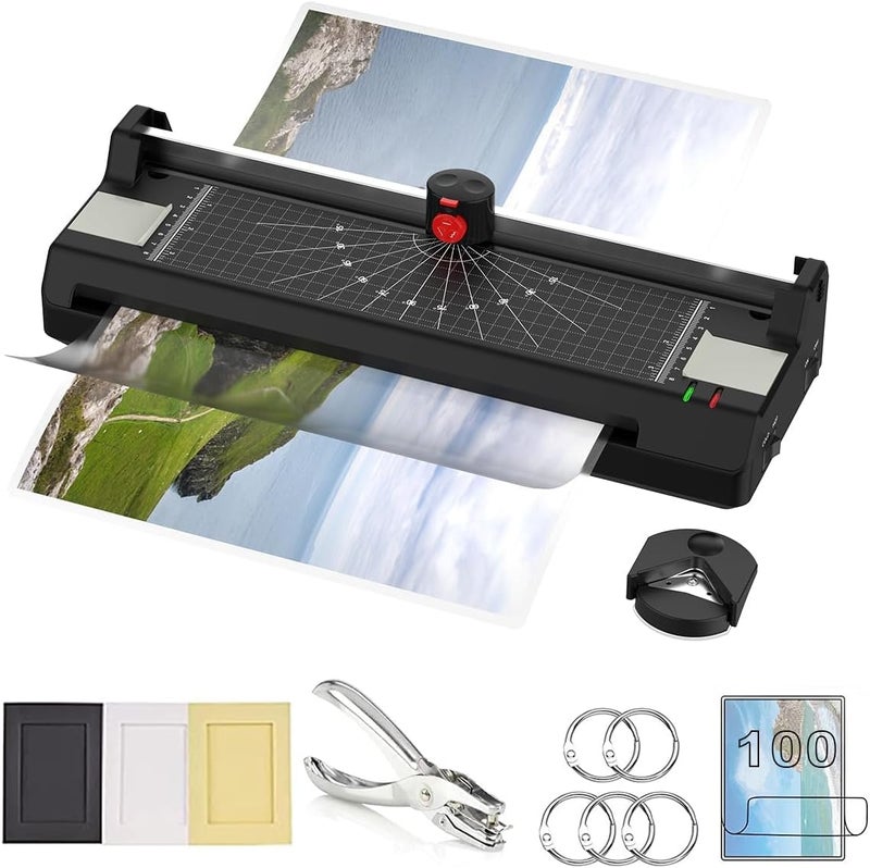 Eficentline Laminator Machine for A3/A4/A6, YE381 13inch Thermal & Cold Laminating Machine for Home Office School Teacher Use with 150 Pouches, Paper Trimmer and Corner Rounder - Image 1