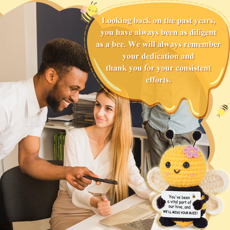 Gleevera Farewell Gifts for Coworkers, Coworker Leaving Gifts for Women, Coworker Going Away Goodbye Presents for Boss Friends Employees, Retirement Gift for Women - Crochet Bee Affirmation Support Desk Decor - Image 4