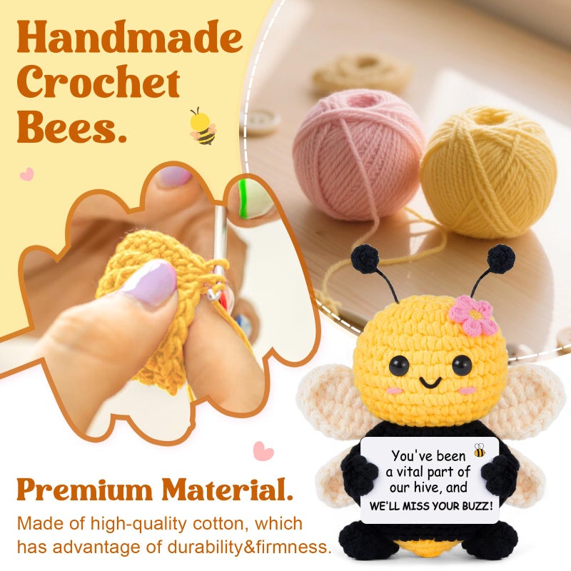 Gleevera Farewell Gifts for Coworkers, Coworker Leaving Gifts for Women, Coworker Going Away Goodbye Presents for Boss Friends Employees, Retirement Gift for Women - Crochet Bee Affirmation Support Desk Decor - Image 3