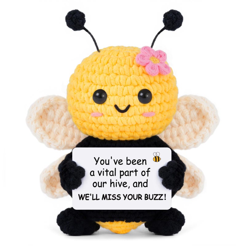 Gleevera Farewell Gifts for Coworkers, Coworker Leaving Gifts for Women, Coworker Going Away Goodbye Presents for Boss Friends Employees, Retirement Gift for Women - Crochet Bee Affirmation Support Desk Decor - Image 1
