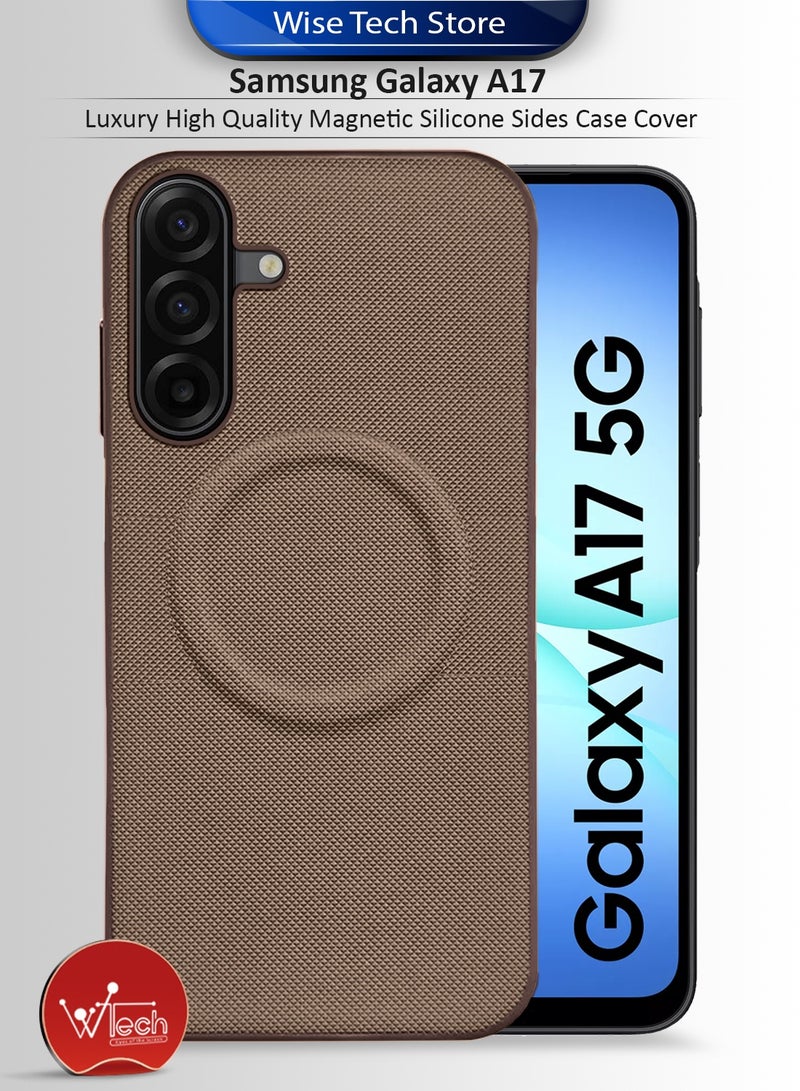 Wtech Samsung Galaxy A17 5G 2025 Luxury High Quality Magnetic Silicone Sides Case Cover (MCRPSN) - Brown - Image 1