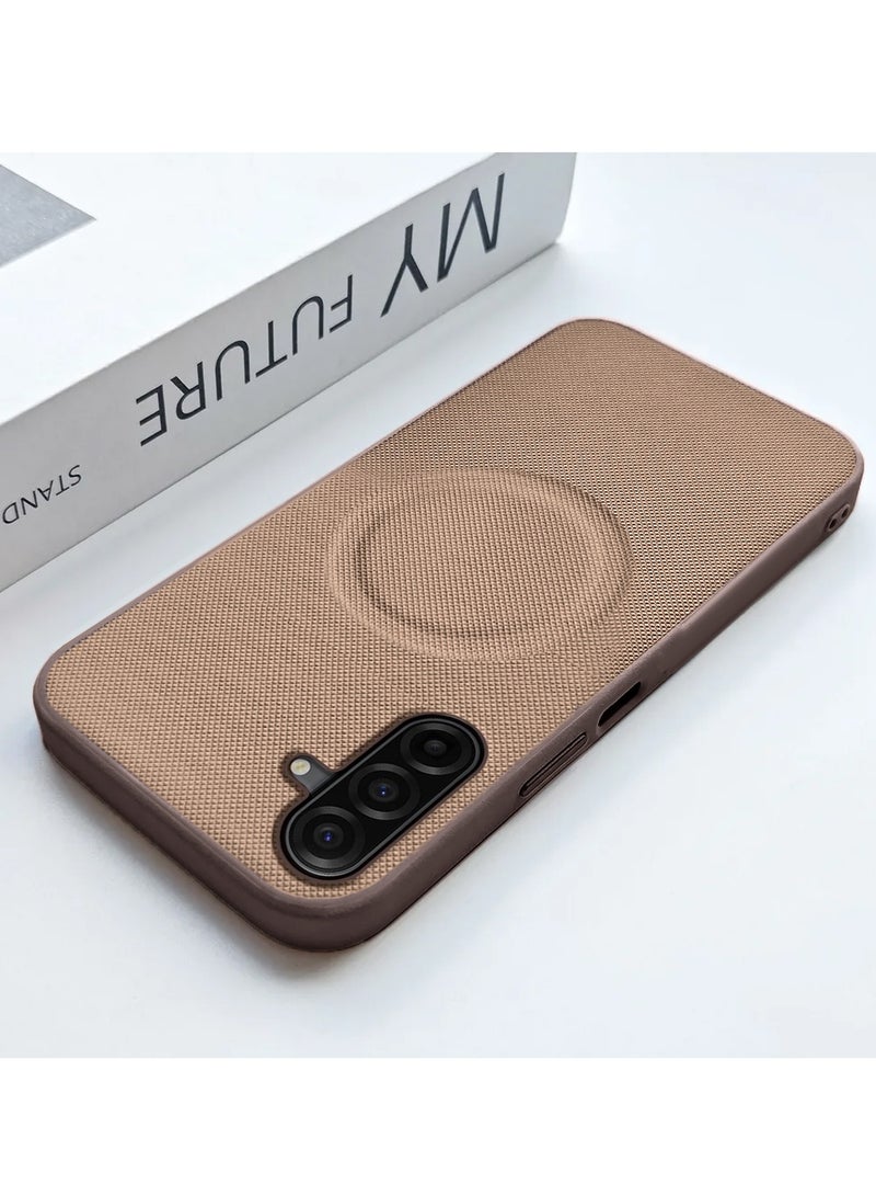 Wtech Samsung Galaxy A17 5G 2025 Luxury High Quality Magnetic Silicone Sides Case Cover (MCRPSN) - Brown - Image 5