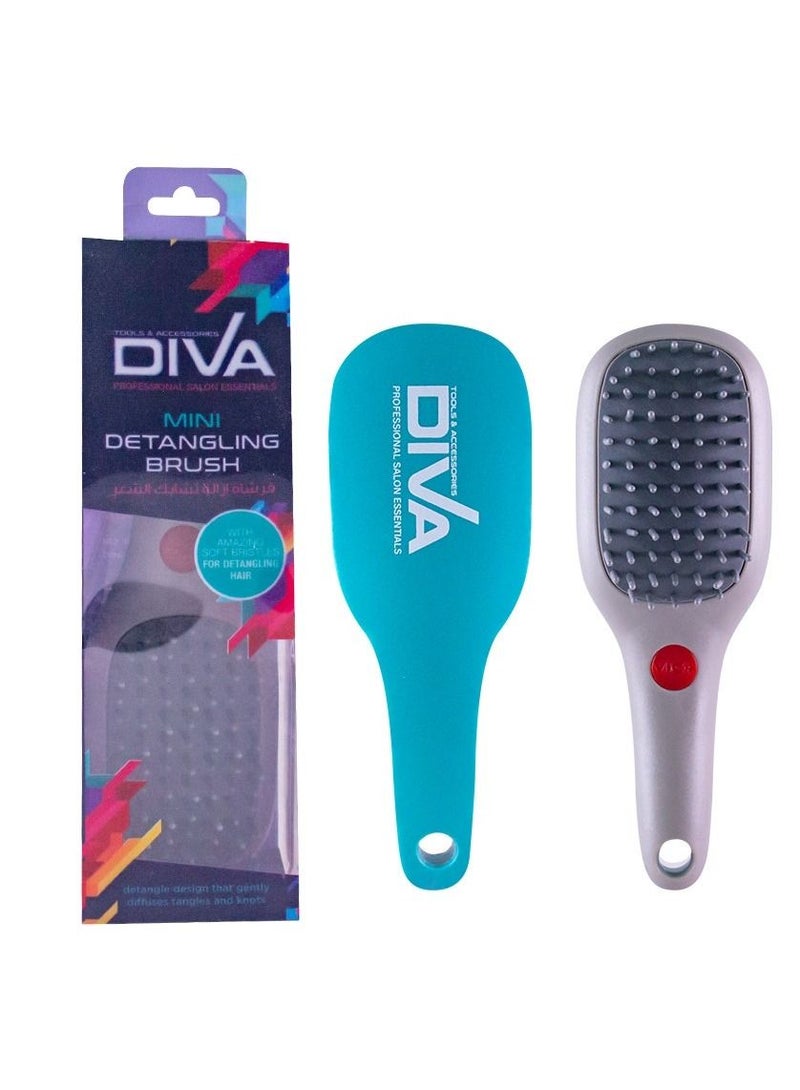 Diva Mini Detangling Brush – Compact Blue Hair Brush for Effortless Knot Removal, Travel-Friendly Sz-A19004 - Image 1