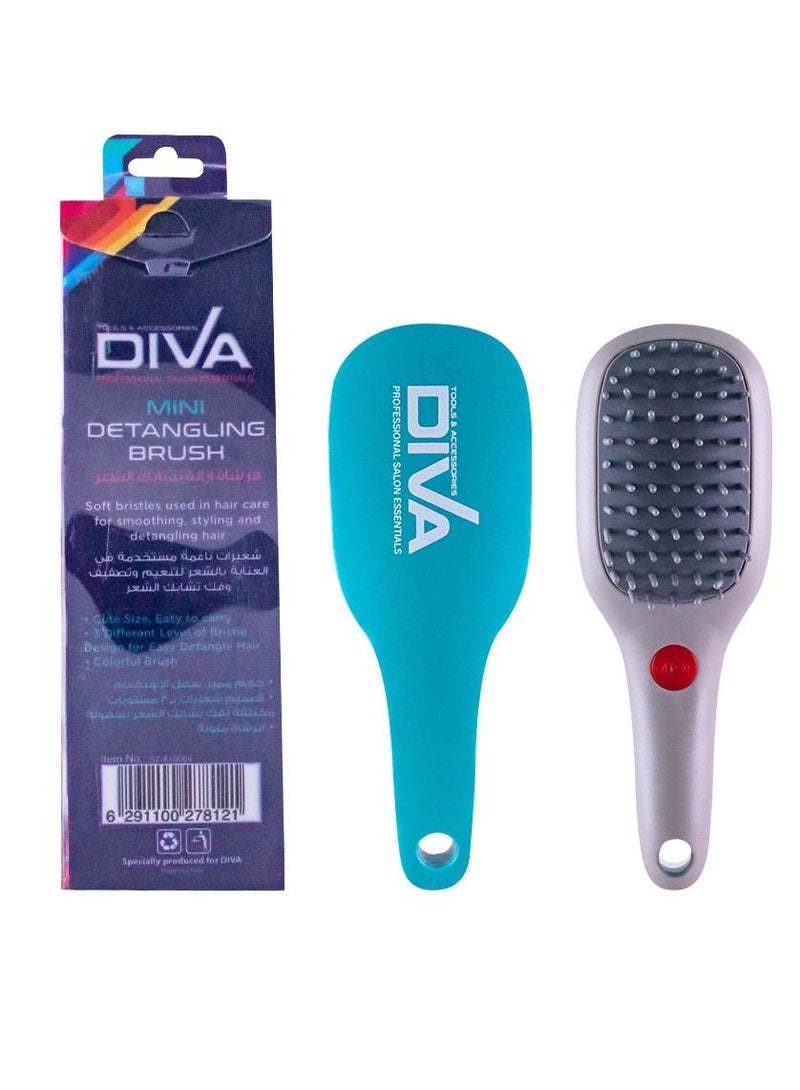 Diva Mini Detangling Brush – Compact Blue Hair Brush for Effortless Knot Removal, Travel-Friendly Sz-A19004 - Image 5