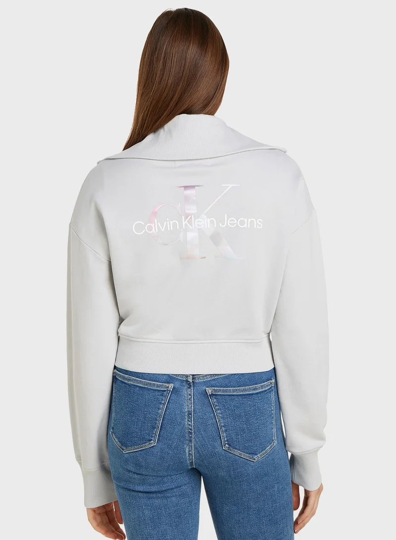 Calvin Klein Jeans Zip-Through Logo Sweatshirt