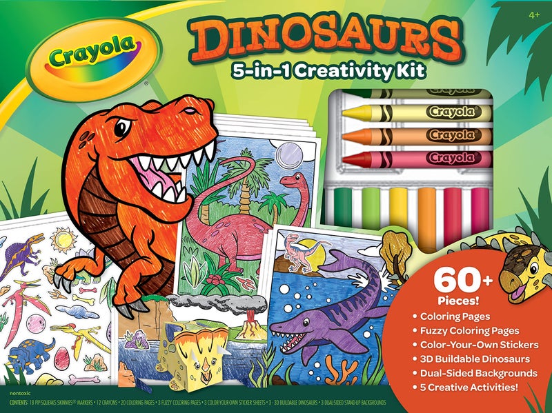 Crayola Dinosaur 5-in-1 Art Kit for Kids, Dinosaur Toys, Kids Art Set, Dinosaur Gift for Boys & Girls, Ages 4+ - Image 1