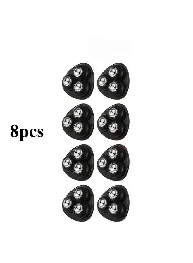 8 Black Self Adhesive 360 Rotating Wheel Casters No Tools Required For Home Appliances - Image 1