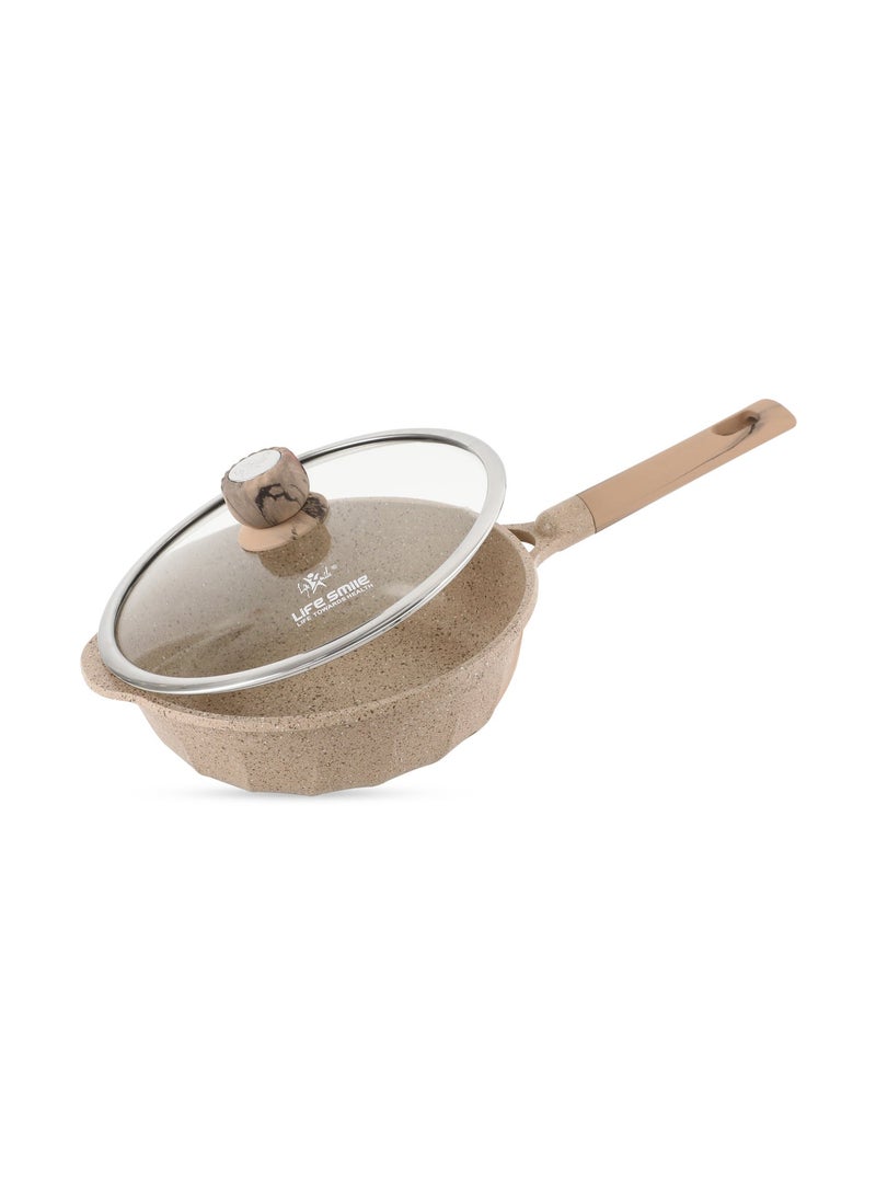 Life Smile 24cm Deep Fry Pan (2.7L) with Induction Bottom – Suitable for All Cooktops - Image 1