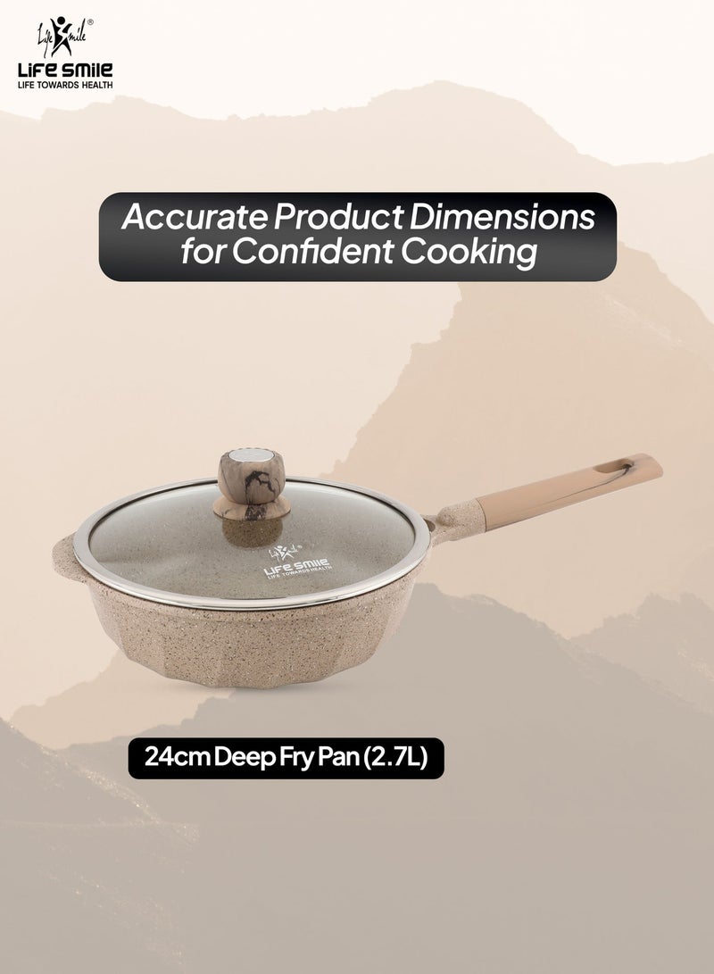 Life Smile 24cm Deep Fry Pan (2.7L) with Induction Bottom – Suitable for All Cooktops - Image 3