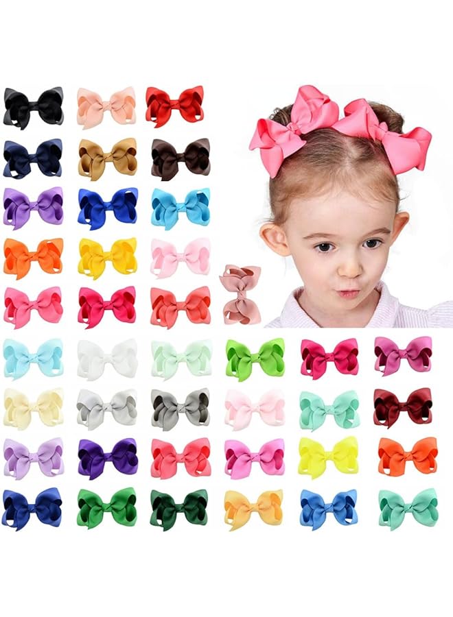 أوريتي مشابك فيونكات شعر 40 قطعة من شرائط الحرير الخشن، مشابك شعر على شكل تمساح، مشابك شعر، إكسسوارات شعر للبنات بألوان متنوعة بطول 8.5 سم - Image 1