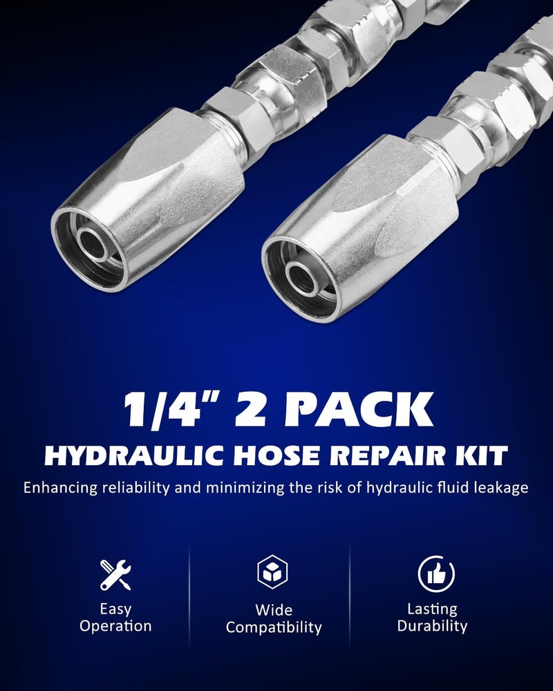 SPARKWHIZ طقم إصلاح خرطوم هيدروليكي SPARKWHIZ - 1/4" قطر داخلي، عبوة 2 - Image 2