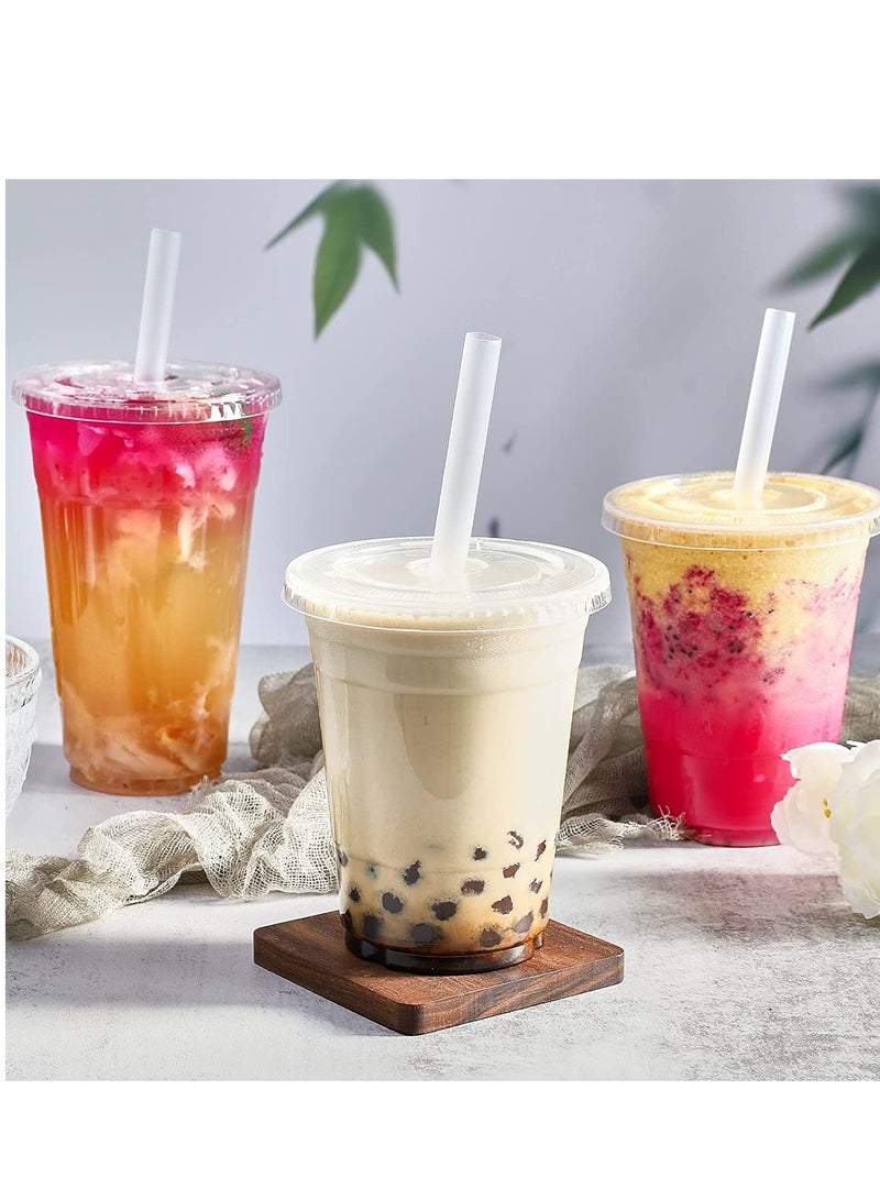 24oz Clear Plastic Cups with flat Lids  Disposable Cold Drink Cups for Smoothies, Juice, Iced Coffee & Beverages – Perfect for Parties, Events, Cafes & Takeaway - Image 4