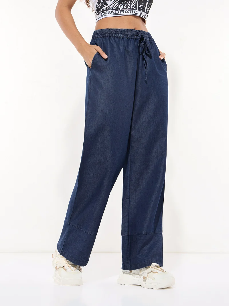 Outzidr  Blue Denim Trousers for Women | Best Price UAE
