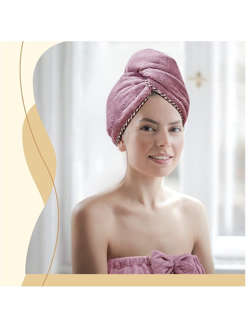 Microfiber Bath Towel Wrap Soft Lightweight Bath Body Wrap with Hair Drying Towel and Velcro Adjustable Soft Spa Bathroom Shower Wrap with Super Absorbent for Drying Hair and Body Purple