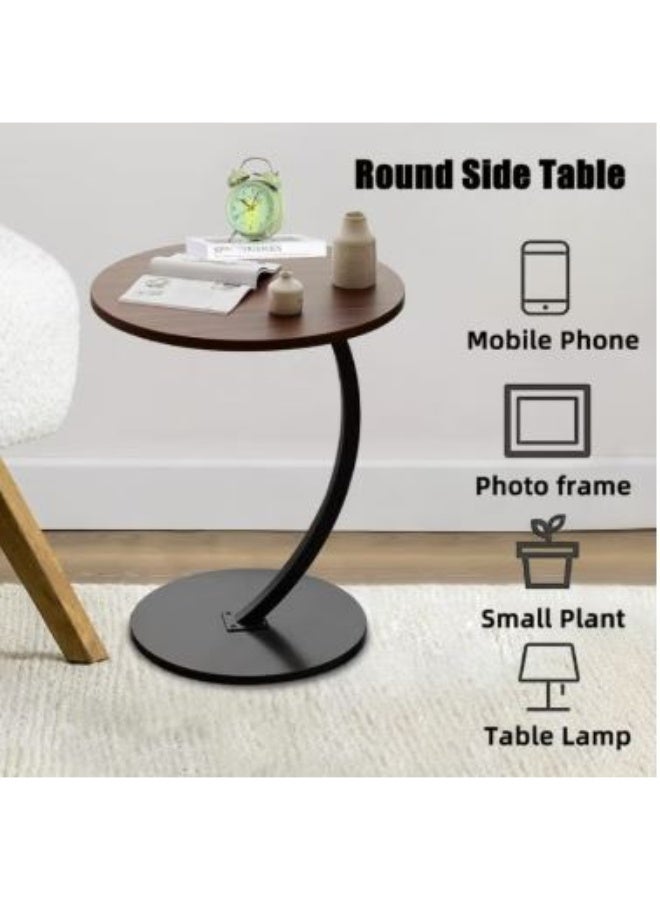 Modern Side Table with Wooden Top and Metal Base – Bedside or Coffee Table for Small Spaces - Image 4