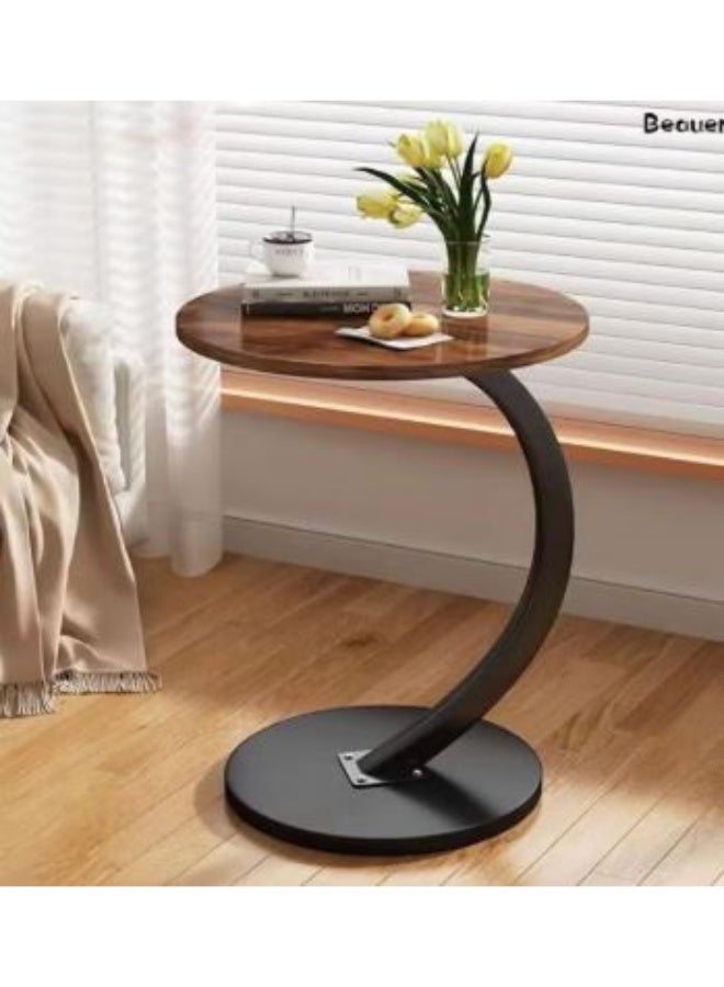 Modern Side Table with Wooden Top and Metal Base – Bedside or Coffee Table for Small Spaces - Image 1
