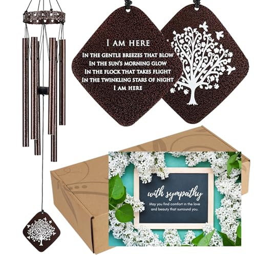Solsken Home Memorial Wind Chimes I Tree of Life Wind Chime I Windchimes in Memory of a Loved One I Bereavement Gift for Loss of Father Mother Wife Husband I Condolence Remembrance Gift I 29 Bronze