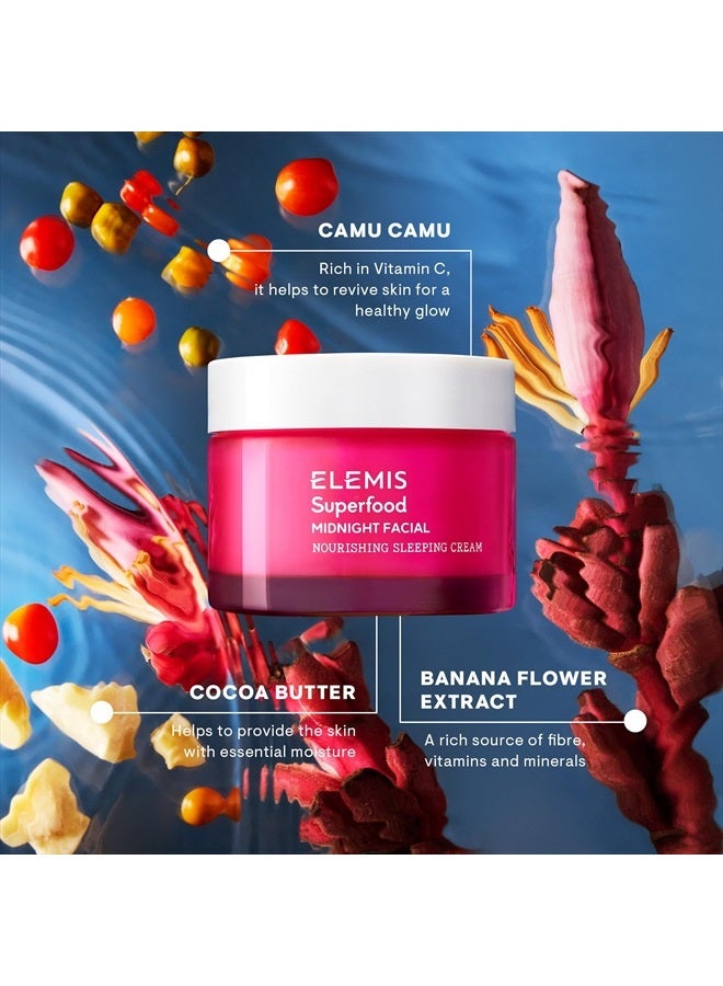 Elemis Superfood Midnight Facial, Prebiotic Overnight Face Cream, Moisturizer Face Cream, Hydrating Face Moisturizer for Dry Skin, Firming Facial Cream, Camu Camu & Vitamin C Cream - Image 4