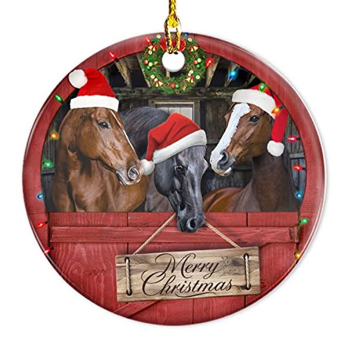 HORSE GIFTS FOR WOMEN MEN CERAMIC CHRISTMAS ORNAMENTS 2025 FOR TREE DECORATIONS HORSE ORNAMENT GIFTS FOR ANIMAL LOVERS FARM HOUSE CHRISTMAS DECORATION FARM ANIMAL DECOR