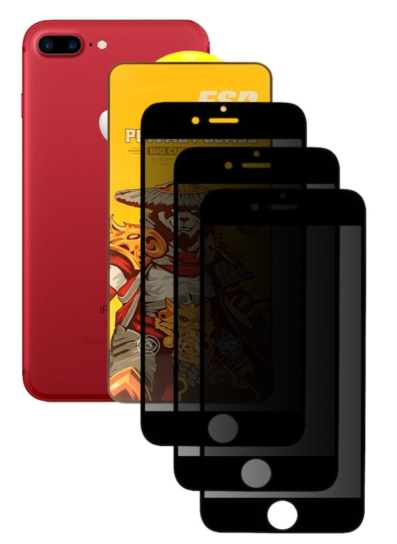 ESD 3 Pieces Tempered Dustproof Privacy Glass Screen Protector Compatible For iPhone 7 Plus - Image 1