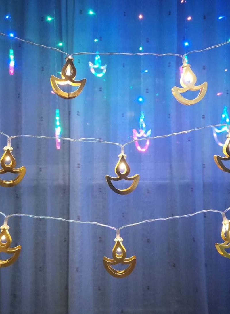 DPL Curtain Diwali Diya String Lights, 10 Golden Diya LED Decorative Lights for Home, Balcony & Festival Decoration – Warm White, DPL-753 - Image 4