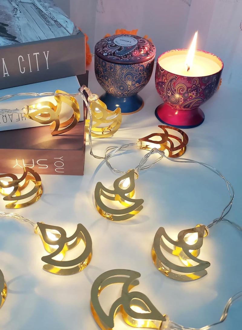 DPL Curtain Diwali Diya String Lights, 10 Golden Diya LED Decorative Lights for Home, Balcony & Festival Decoration – Warm White, DPL-753 - Image 5