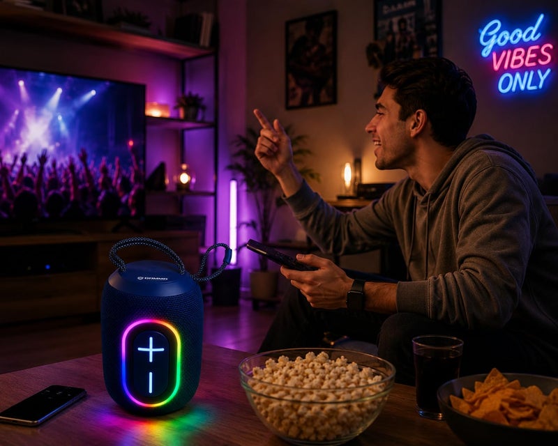 GT-711 Portable Wireless Speaker, 5W Stereo Sound, Bluetooth Audio Streaming, RGB Lighting, USB & TF Card Playback, Type-C Charging, 1200mAh Battery, Up to 3 Hours Playtime, Carry Handle – Blue. - Image 2