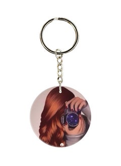Single Sided Girl And Camera Printed Keychain