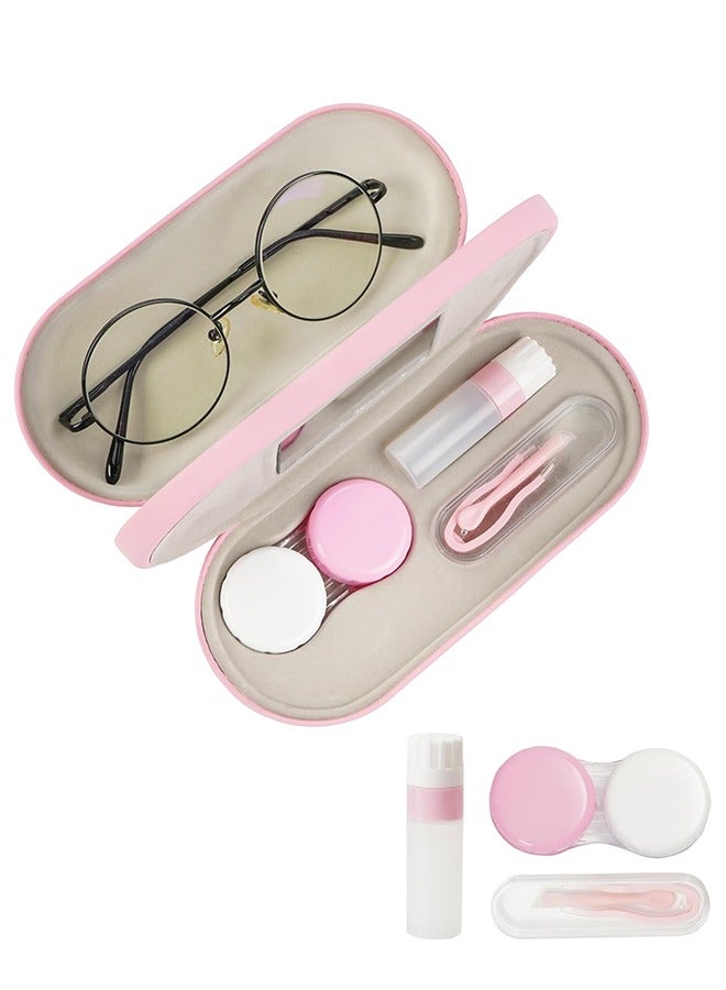 حافظة نظارات، علبة عدسات لاصقة محمولة مزدوجة الجوانب، متعددة الاستخدامات، مع أداة. - Image 1