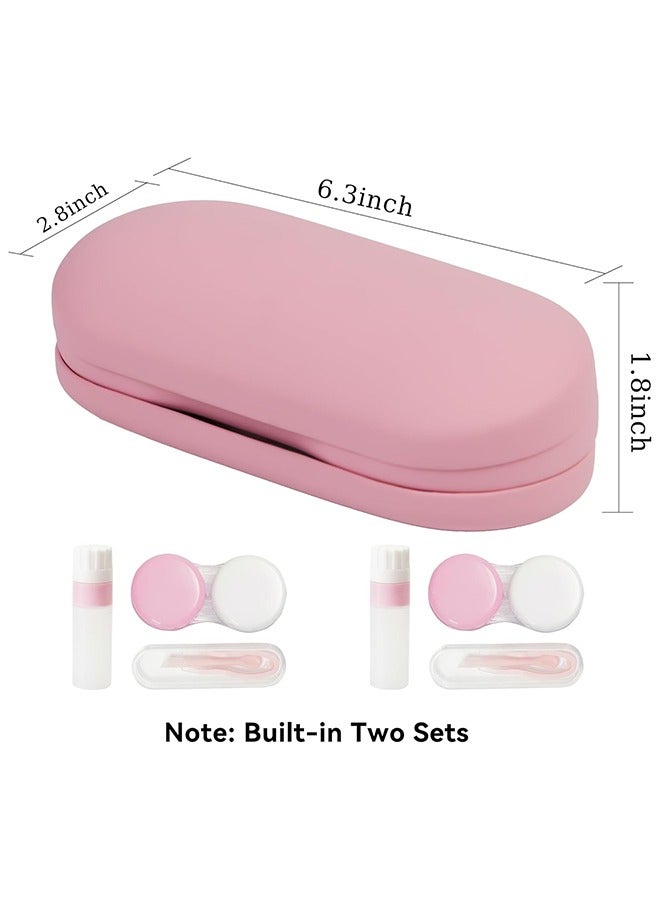 حافظة نظارات، علبة عدسات لاصقة محمولة مزدوجة الجوانب، متعددة الاستخدامات، مع أداة. - Image 4