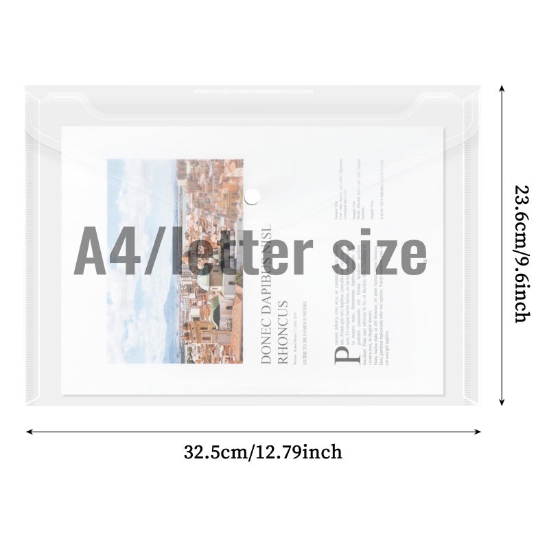 EOOUT 50pcs Plastic Envelopes with Button Snap Closure, Clear Poly Folders for Documents, Waterproof Plastic File Folder, Letter Size, A4 Size, for School and Office Supplies - Image 2