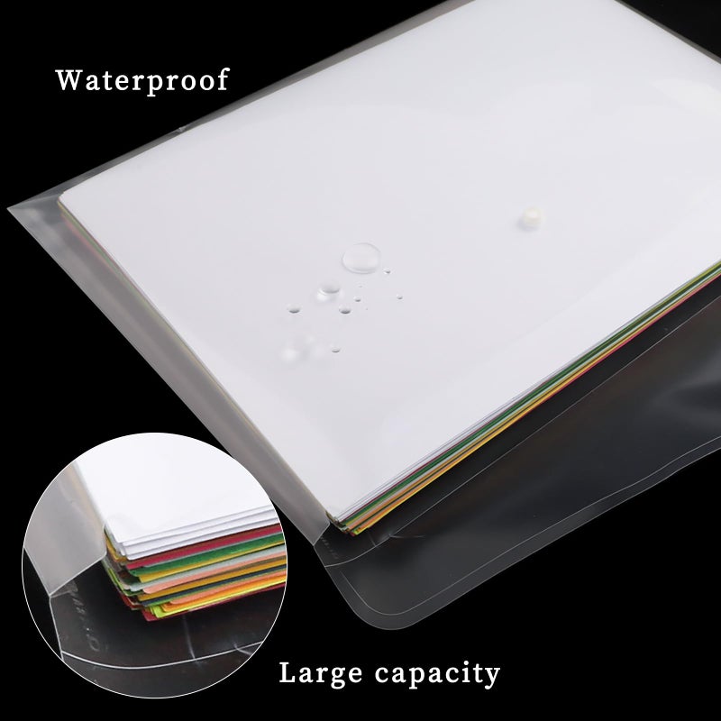 EOOUT 50pcs Plastic Envelopes with Button Snap Closure, Clear Poly Folders for Documents, Waterproof Plastic File Folder, Letter Size, A4 Size, for School and Office Supplies - Image 5