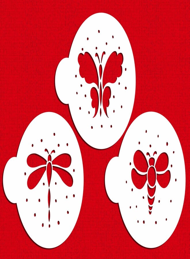 Designer Stencils C324 Garden Bugs Cookie Stencils, (Butterfly, Dragonfly, Bumble Bee), Beige/Semi Transparent - Image 1