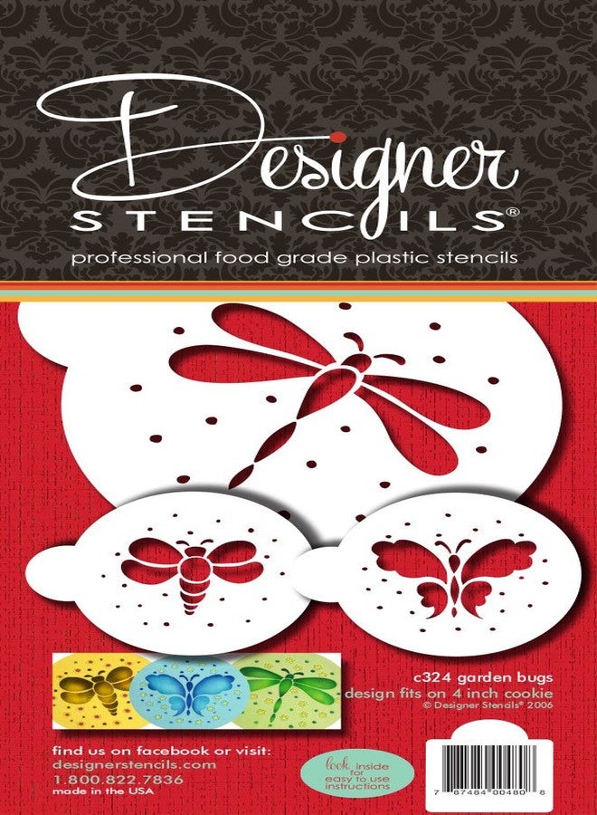 Designer Stencils C324 Garden Bugs Cookie Stencils, (Butterfly, Dragonfly, Bumble Bee), Beige/Semi Transparent - Image 3