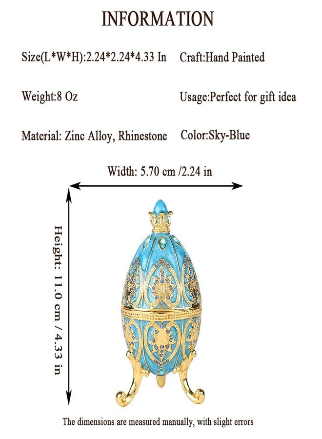 QIFU Sky-Blue Easter Egg Style Enameled Trinket Box, Unique Gift for Family - Image 3