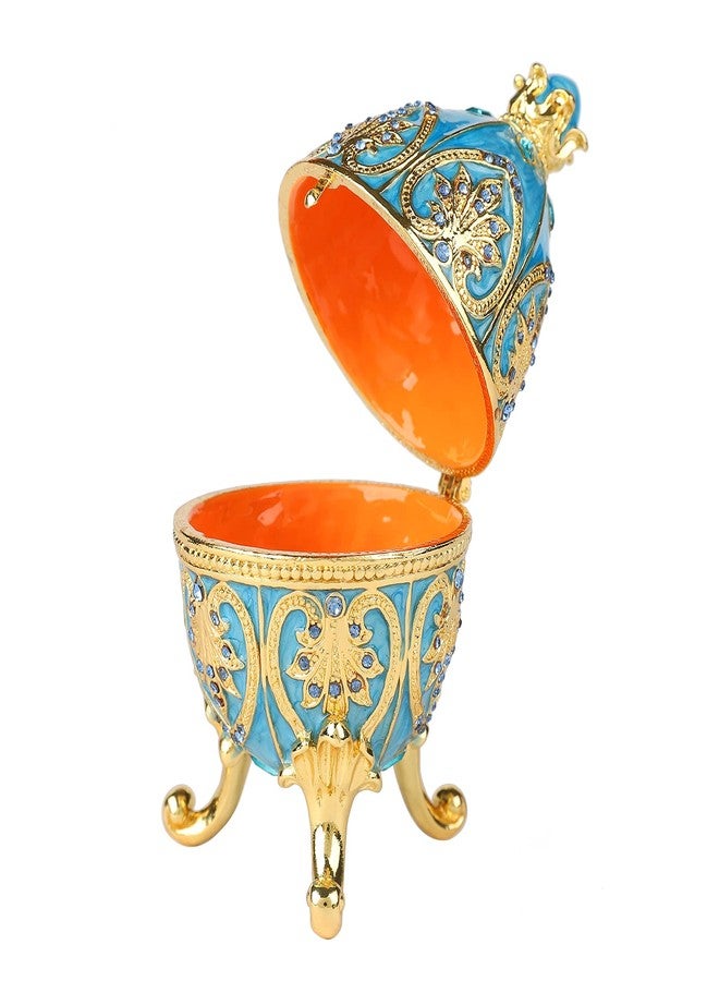 QIFU Sky-Blue Easter Egg Style Enameled Trinket Box, Unique Gift for Family - Image 5
