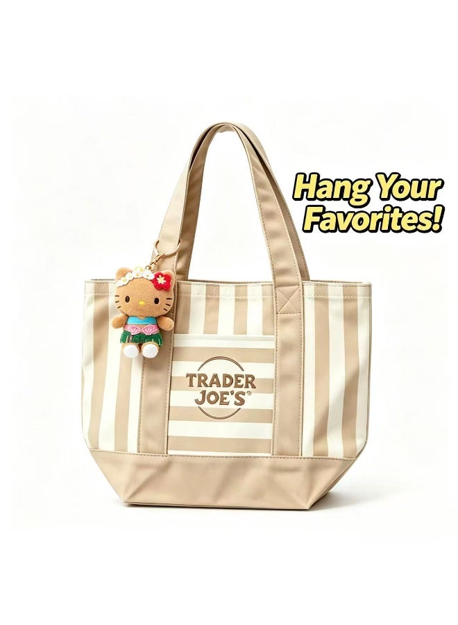 Trader Joe's 2026 Edition Medium Striped Canvas Reusable Shoulder Tote Bag for Grocery Shopping Daily Commute Outdoor Errands- Beige - Image 2