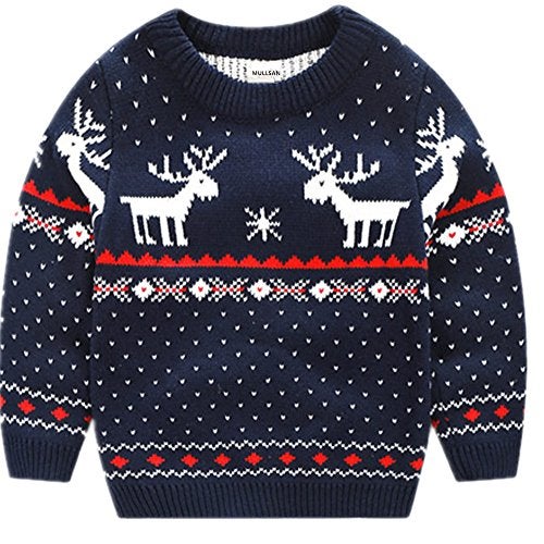 MULLSAN® Children's Fireplace Lovely Sweater For Christmas Best Gift (2T, Dark Blue) - Image 1