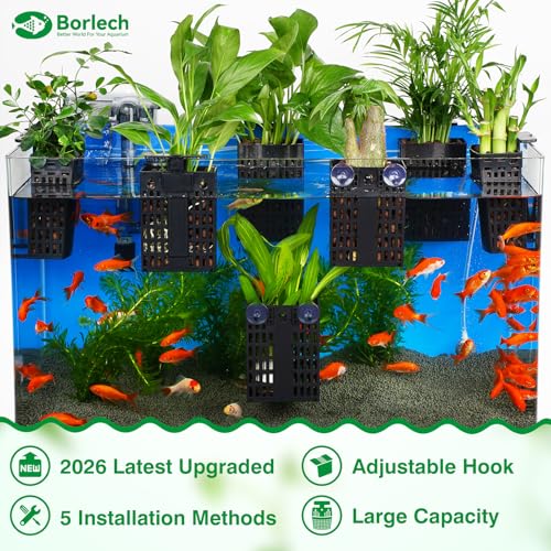 Borlech 2026 Latest Upgraded Aquarium Plant Holder Adjustable Height with Extendable Hook and Suction Cup for Fish Tank Aquaponic Plant Cultivation and Aquascape Accessories Decorations 4 Pack - Image 3