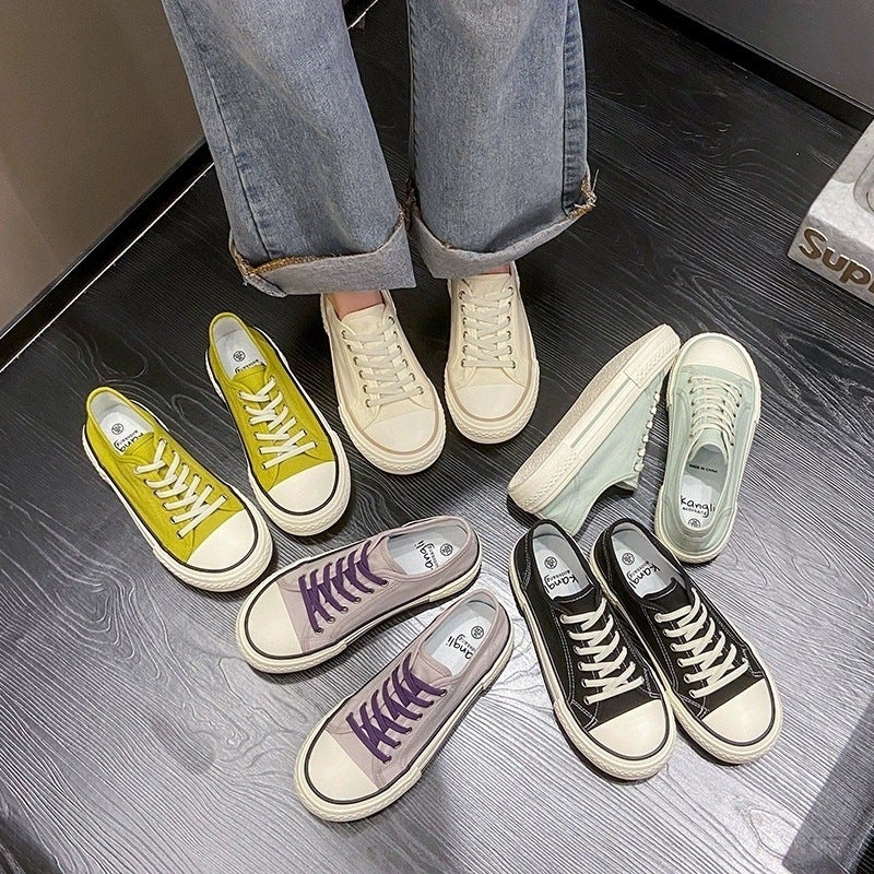 Basic Canvas Shoes 2024 Thin Breathable Student Flat Sneakers Women'S All-Match Trendy White Shoes - Image 5