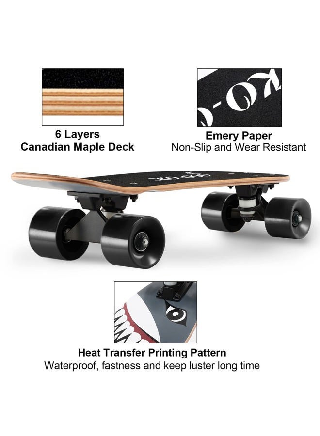 KO-ON Healthing KO-ON Skateboard Complete Skateboards 22 Inch Mini Cruiser Skateboards for Beginners Kids Boys and Girls (Shark) - Image 4