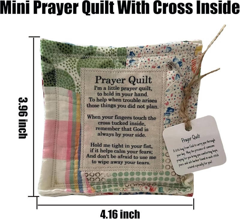hom&us 2-Pack Handmade Pocket Prayer Quilt with Cross Inside, Christian Sympathy Gift, 4.16 x 3.96 Inches - Image 2