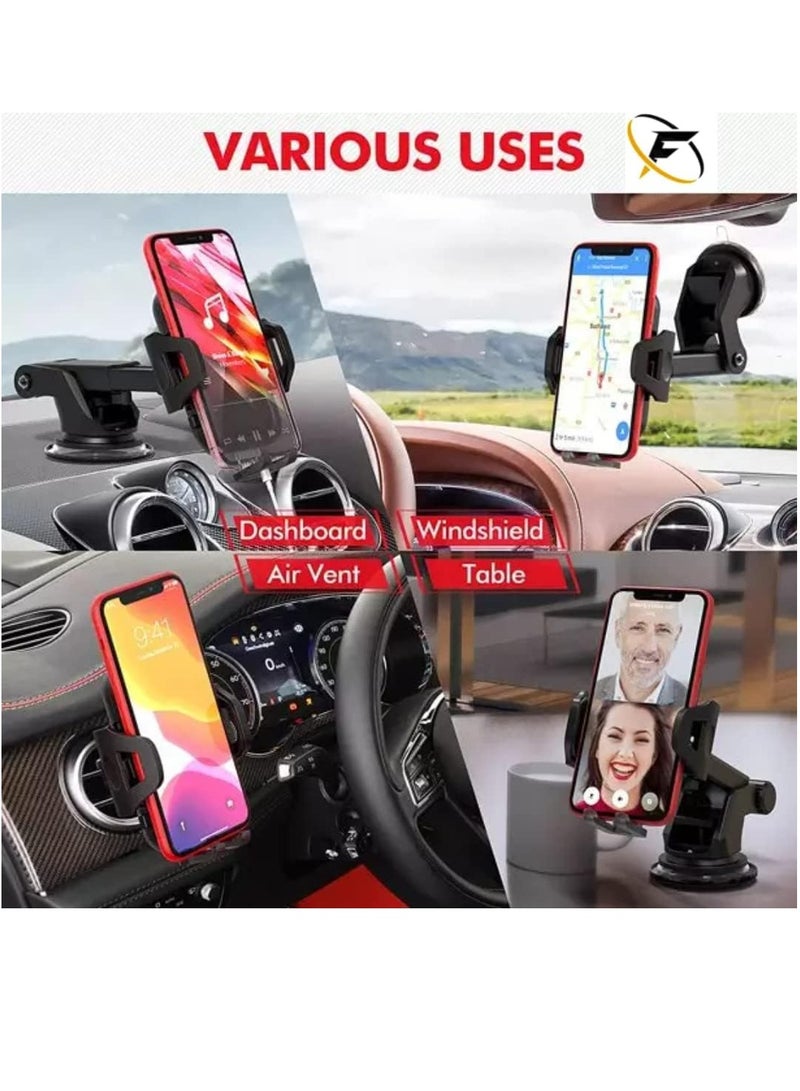 Car Phone Holder Mount, One Release on, 3 in 1 For Air Mount Vent and Dashboard, Ultra Stable  Adjustable Smartphone Holder for iPhone, Samsung - Image 5