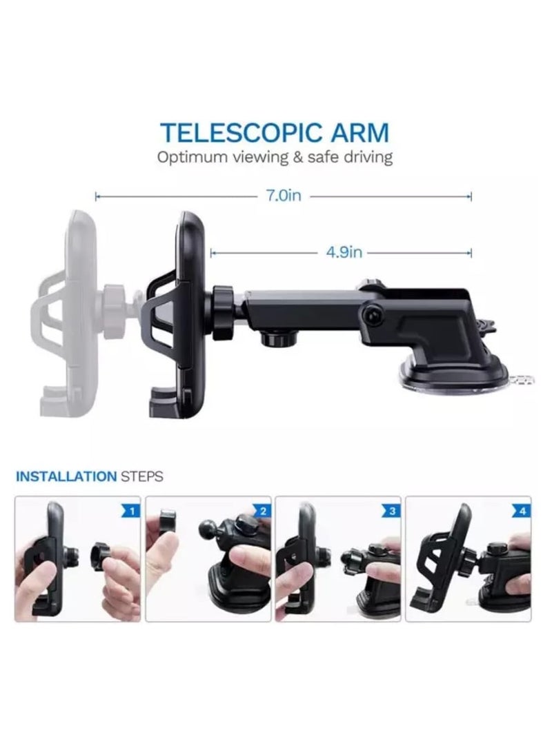 Car Phone Holder Mount, One Release on, 3 in 1 For Air Mount Vent and Dashboard, Ultra Stable  Adjustable Smartphone Holder for iPhone, Samsung - Image 3
