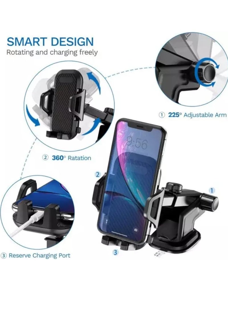 Car Phone Holder Mount, One Release on, 3 in 1 For Air Mount Vent and Dashboard, Ultra Stable  Adjustable Smartphone Holder for iPhone, Samsung - Image 2