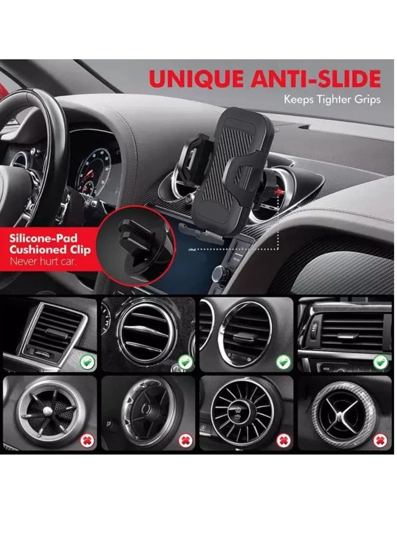 Car Phone Holder Mount, One Release on, 3 in 1 For Air Mount Vent and Dashboard, Ultra Stable  Adjustable Smartphone Holder for iPhone, Samsung - Image 4