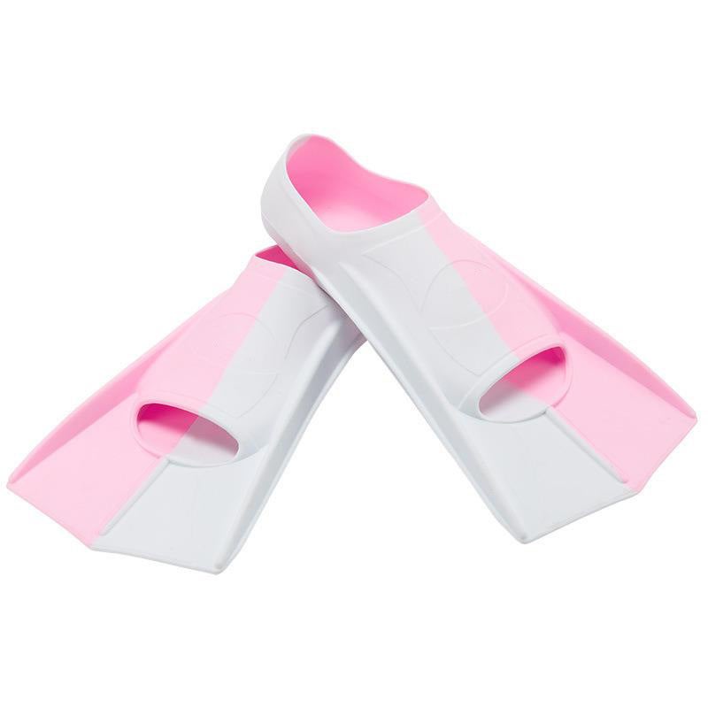 Generic Swimming Flippers for Men and Women Freestyle Breaststroke Silicone Short Flippers for Adults and Children Professional Light Diving Training Foot Board Pink White 